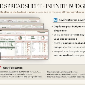 Paycheck Budget Planner for Google Sheets Budget Spreadsheet Excel Template Weekly Budget Biweekly Budget Planner Income and Expense Tracker