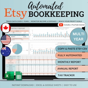 Etsy Bookkeeping Spreadsheet Small Business Bookkeeping Income Expense Profit Tracker Google Sheets Excel Accounting Template Tax Tracker
