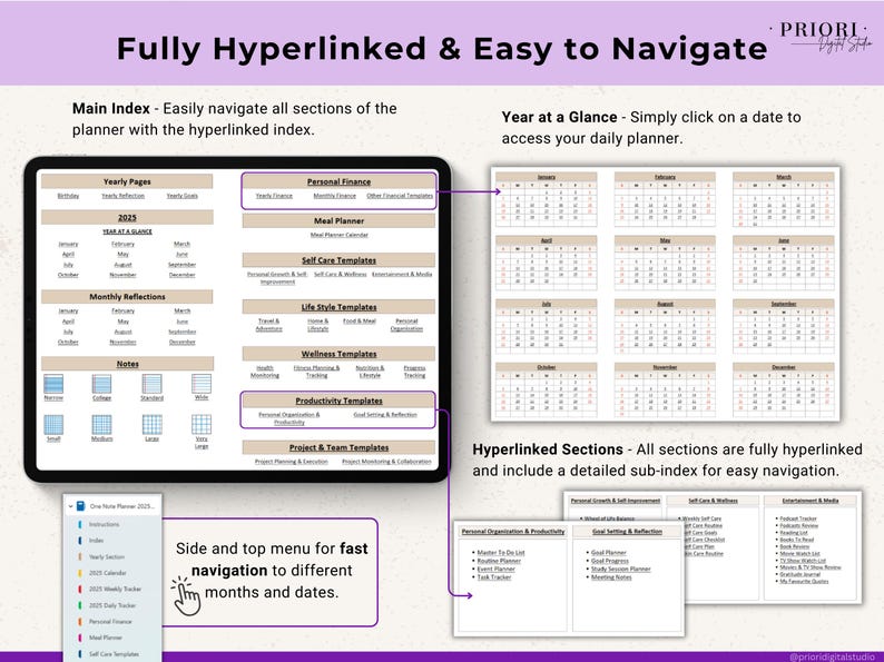 OneNote Planner 2026 2027 Digital OneNote Templates Hyperlinked Planner Daily Weekly Planner Organization Planner Professional OneNote 2026 2027