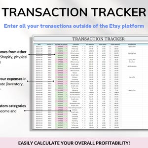 Etsy Seller Bookkeeping Spreadsheet Small Business Planner Income Expense Profit Tracker Google Sheets Excel Accounting Template Tax Tracker