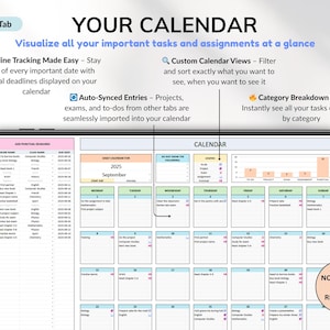 All-in-one student planner for college and school! Track assignments, exams, and deadlines. Includes finance tracker, class schedule, weekly calendar, to-do list, attendance log, reading tracker, contact list, and more. Prioritize tasks, monitor schoolwork, and visualize your schedule. Perfect academic planner for staying organized all semester. Ideal for students and college life!