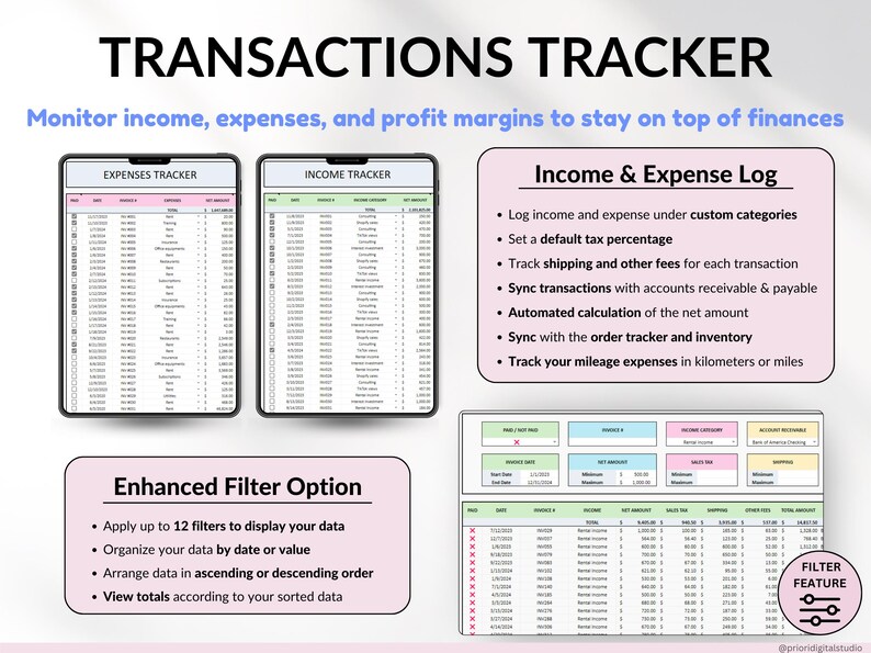 Small Business Spreadsheet Service Business Bookkeeping Tracker for Google Sheets Excel Invoice Tracker Client Tracker Order & Task Tracker