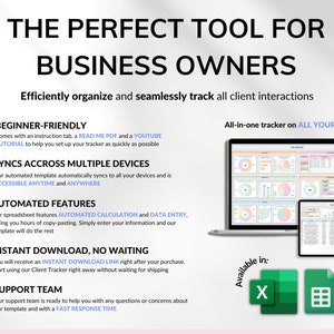 Client Tracker Spreadsheet for Small Business w/ Task Tracker Customer CRM Dashboard Google Sheets Excel Lead Management Invoice Tracker