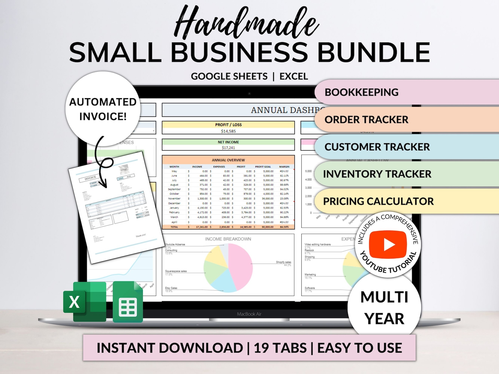 Small Business Bookkeeping Spreadsheet Inventory Tracker Order Tracker ...