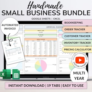 Small Business Bookkeeping Spreadsheet Inventory Tracker Order Tracker Product Handmade Pricing Calculator Client Tracker Google Sheet Excel