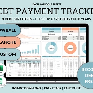 Debt Tracker Zahlung Debt Snowball Excel Debt Lawinenrechner für Google Sheet