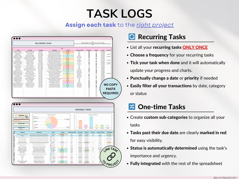 Project Task Excel Workbook Project Task Tracker Project Management Template Team Manager Excel ...