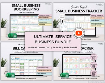 Small Business Spreadsheet Service Business Bookkeeping Client Tracker CRM Payroll Tracker Invoice Tracker Order Tracker Google Sheet Excel