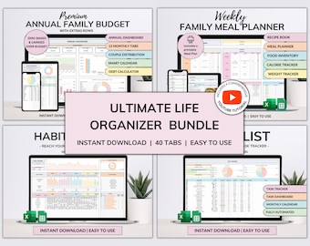 Family Annual Budget Weekly Meal Planner Habit Tracker To-Do List Monthly Budget Excel Spreadsheet Google Sheets Daily Habit Tracker Recipe