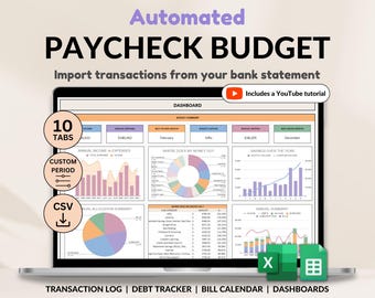 Paycheck Budget Planner Excel & Google Sheets Template Weekly Paycheck Budget Biweekly Paycheck Spreadsheet Bill Tracker Custom Budgeting