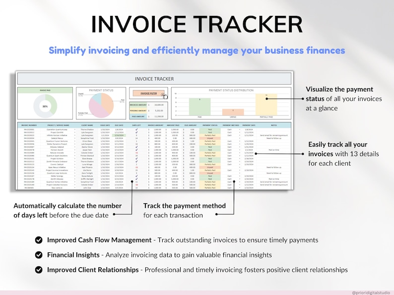 Invoice Tracker Client Tracker Template Small Business CRM Template ...