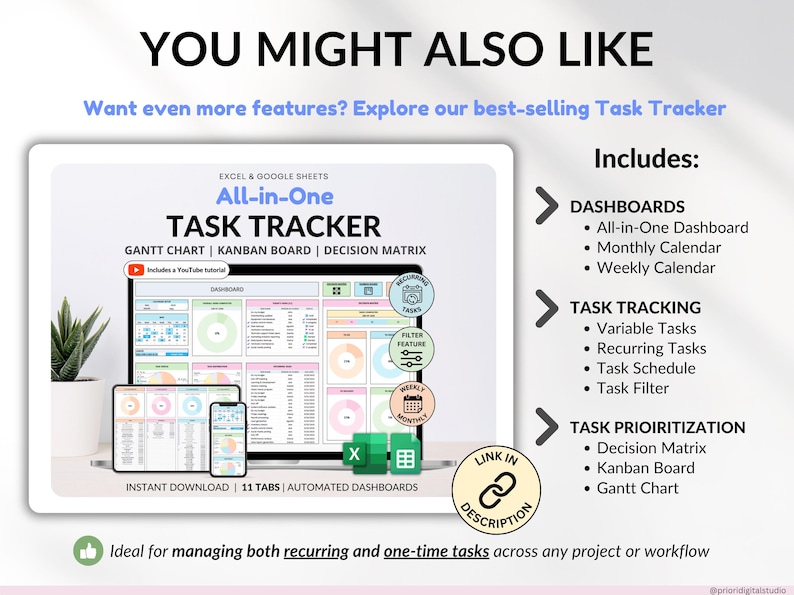 Task Tracker To-do List Planner Spreadsheet Google Sheets Template ...