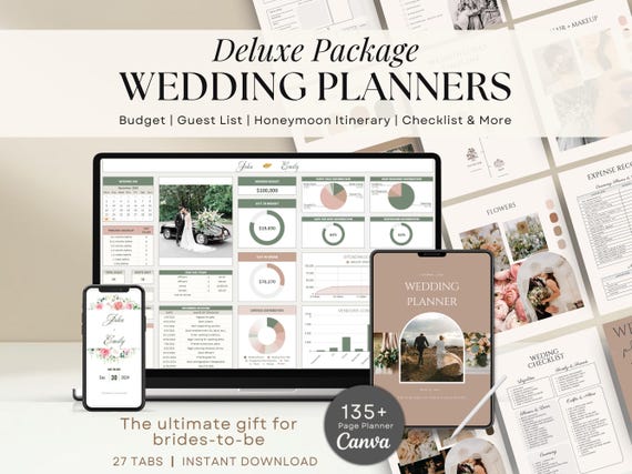 Wedding Planner Template Wedding Gift for Bride Wedding Tracker Spreadsheet Checklist Wedding Timeline Wedding Gift for Couple Guest List