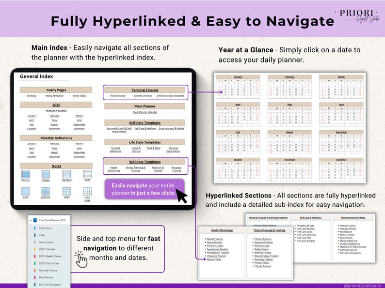 Onenote Digital Planner for 2025 2026 Onenote Template Hyperlinked ...