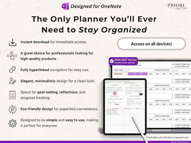 onenote digital planner for work 2026 hyperlinked weekly planner template onenote project management planner dated digital planner for professionals onenote calendar template business planner one note productivity planner 2026 onenote planner for organization