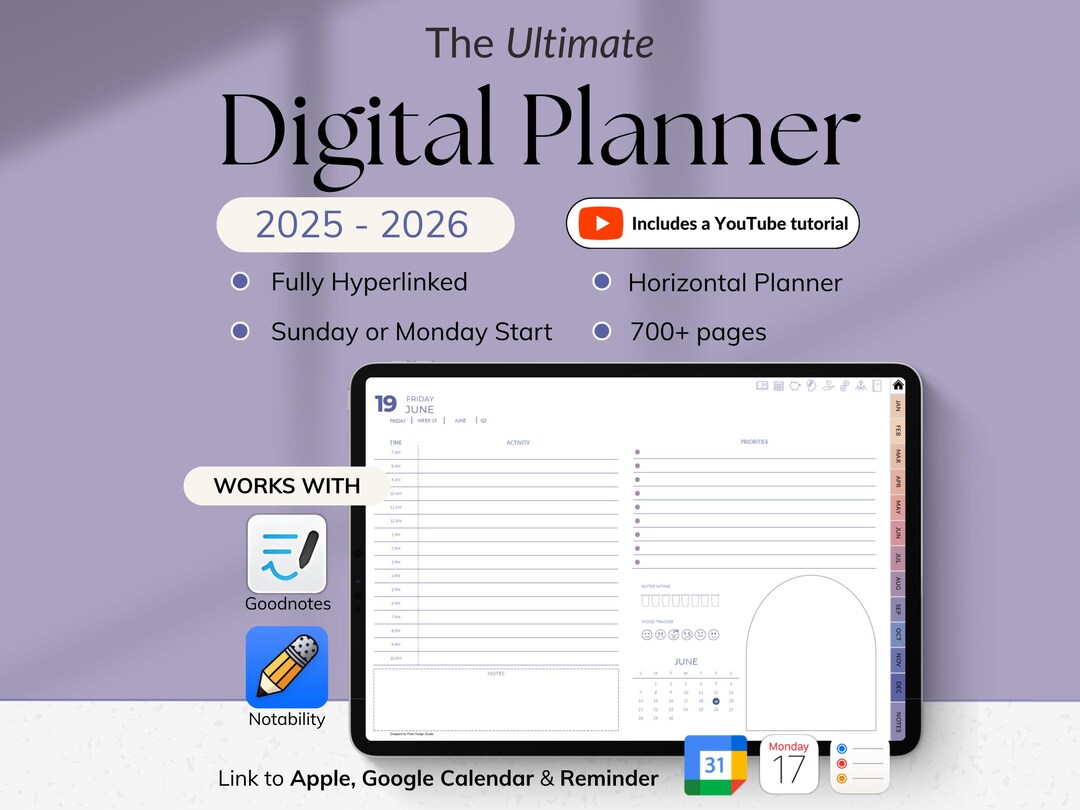 Digital iPad Planner 2025 2026 ADHD Daily Planner Weekly Planner for ...