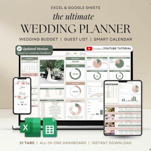 Wedding Planner Spreadsheet Wedding Budget Tracker Wedding Timeline Checklist Guest List Tracker Wedding Itinerary Seating Plan Wedding Gift
