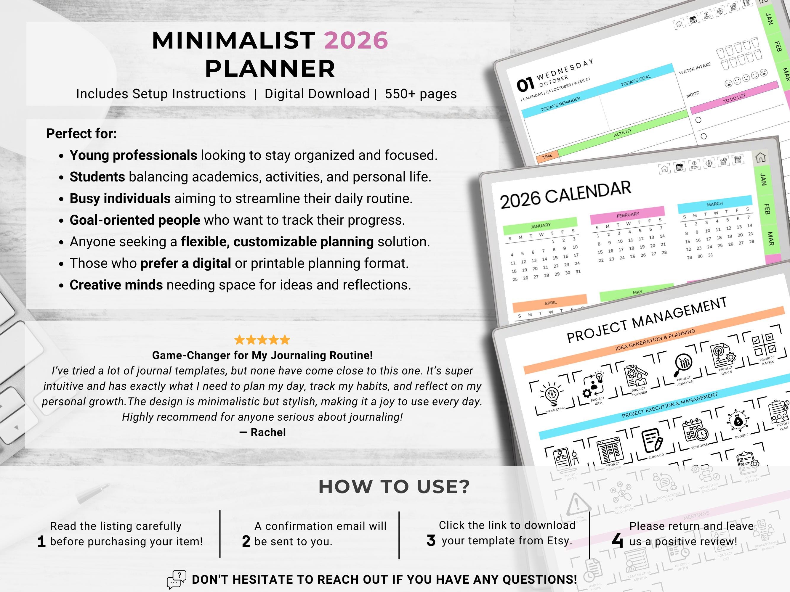 Remarkable Digital Planner 2026 Daily Planner Remarkable 2 Template ...