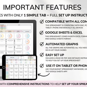 Family Chore Chart Google Sheets Excel Template Planner, Family Chore Cart Weekly Calendar, Cleaning Checklist, Daily Chore Chart for Kids