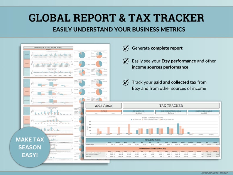 Etsy Bookkeeping Spreadsheet Small Business Bookkeeping Income Expense Profit Tracker Google Sheets Excel Accounting Template Tax Tracker
