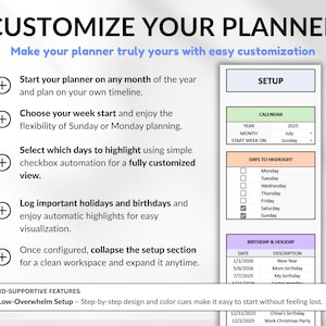 Year at a Glance Planner Spreadsheet for Google Sheets and Excel, undated yearly overview with monthly calendars, event tracker, birthdays, holidays, and tasks. Perfect for planning 2026, tracking important dates, staying organized, and managing goals throughout the year with an easy-to-use digital spreadsheet. Start anytime and reuse year after year!