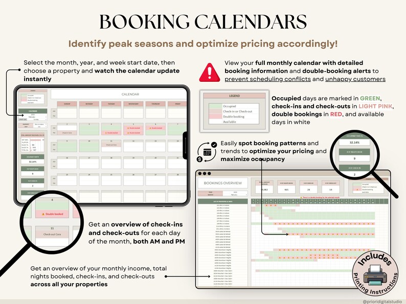 Airbnb Spreadsheet Vacation Rental Property Tracker Google Sheets Booking Calendar Income Expense Template Excel Short-Term Rental Management Income and Expense Tracker Vrbo Rental Tracker Real Estate Finances Airbnb Vrbo Host Spreadsheet Landlord Property Tracker Profit and Loss Bookkeeping