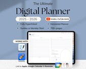 Digital Planner 2025 2026 Goodnotes Notebook Notability Planner All-in-One Life Planner Daily Journal Weekly Monthly Planner Ipad Android
