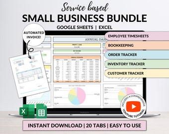Small Business Tracker Spreadsheet Google Sheet Excel Inventory Tracker Bookkeeping Template Client Order Tracker Employee Timesheet Payroll
