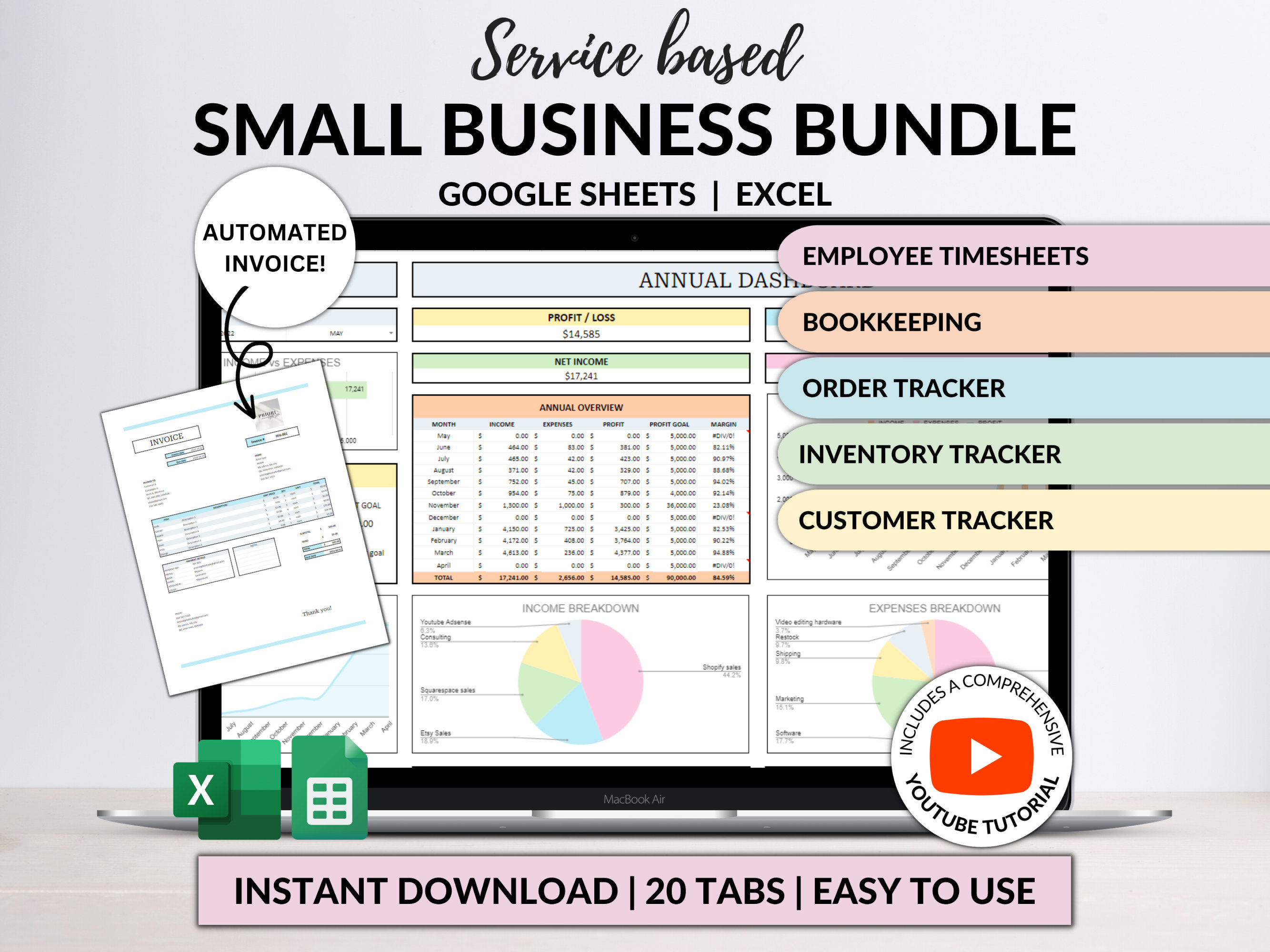 Small Business Tracker Spreadsheet Google Sheet Excel Inventory Tracker ...