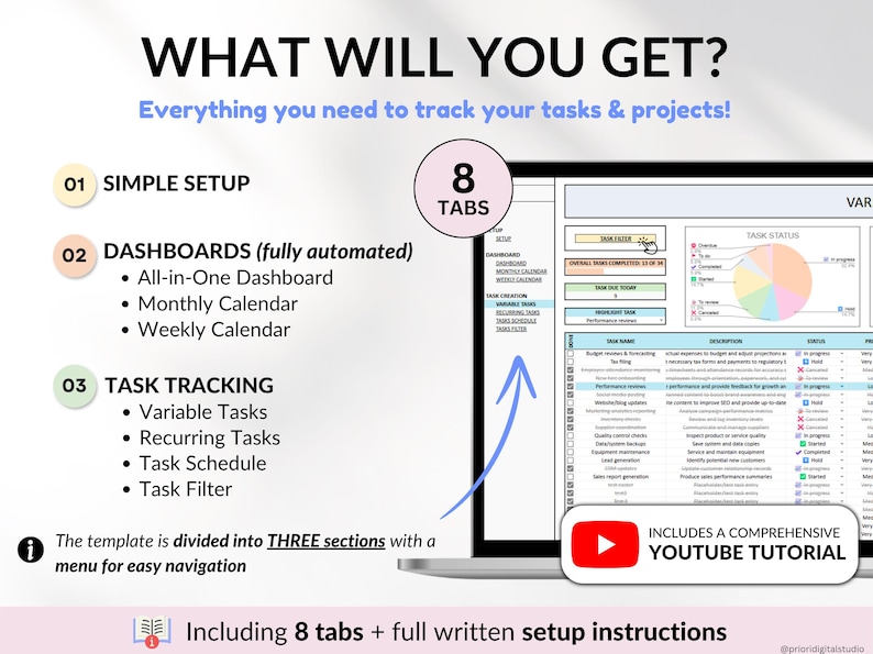 Task Tracker To-do List Planner Spreadsheet Google Sheets Template ...