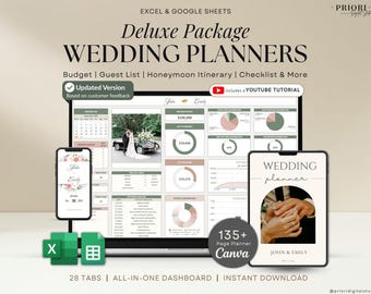 Hochzeitsplaner-Vorlage, Hochzeits-Tracker-Tabelle, Hochzeitsgeschenk für die Braut, Hochzeits-Checkliste, Hochzeits-Zeitplan, Gästeliste, Hochzeitsablauf