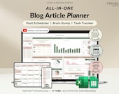 Blog Planner Spreadsheet Google Sheets Content Calendar Excel Blog Post Organizer Digital Planner for Bloggers Creators Yearly Content Plan
