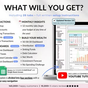 Ultimate Budget Spreadsheet Multicolored theme for Google Sheets & Excel – Annual and Monthly Budget Tracker with Bill, Debt & Savings Tracking. Includes recurring transactions, subscriptions, income, and expenses. Perfect personal finance planner for couples or families (up to 6 users). Start anytime and manage your money with ease.