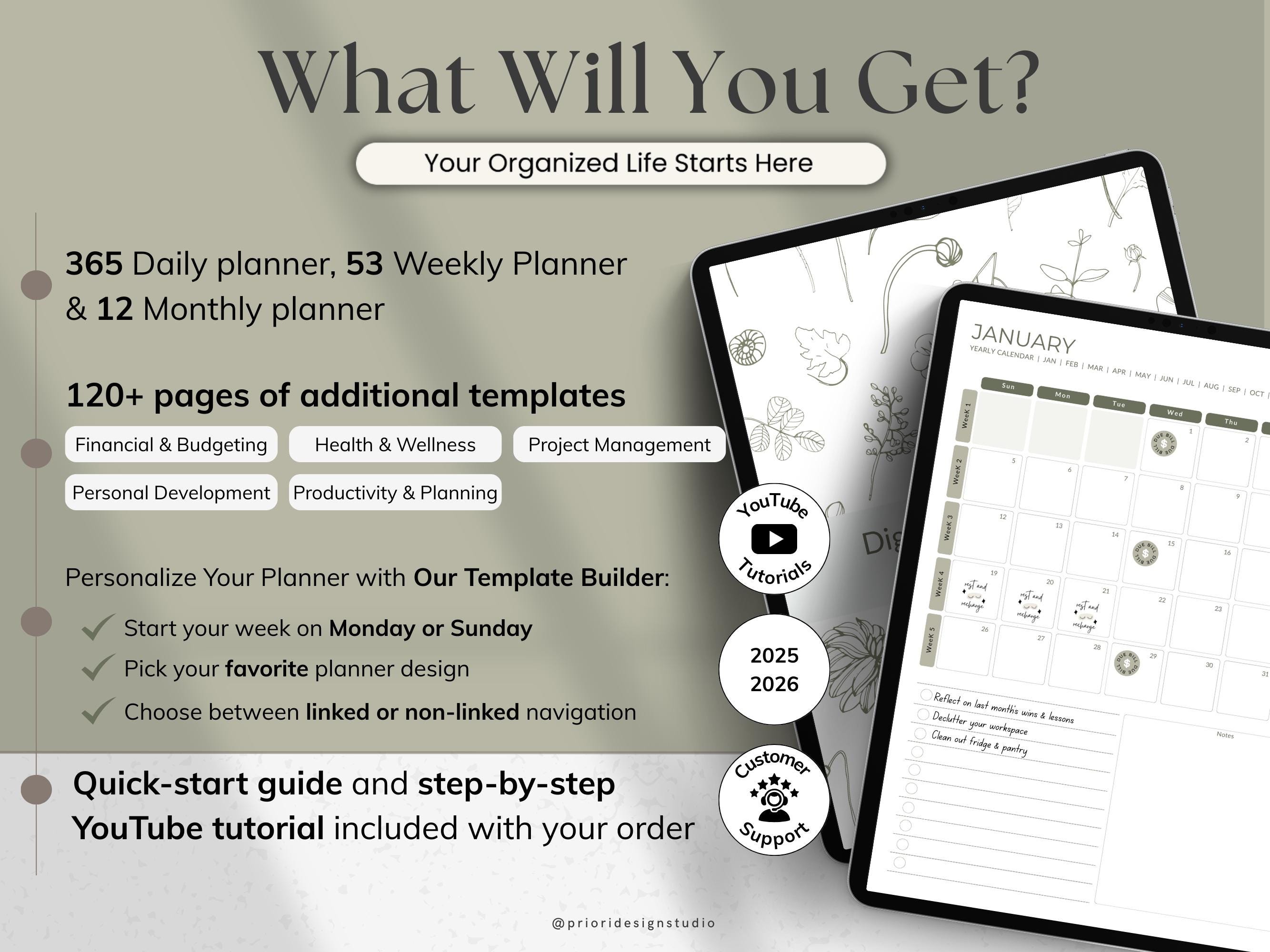 2025 2026 Digital Planner All-in-one Planner for iPad Android Goodnotes ...