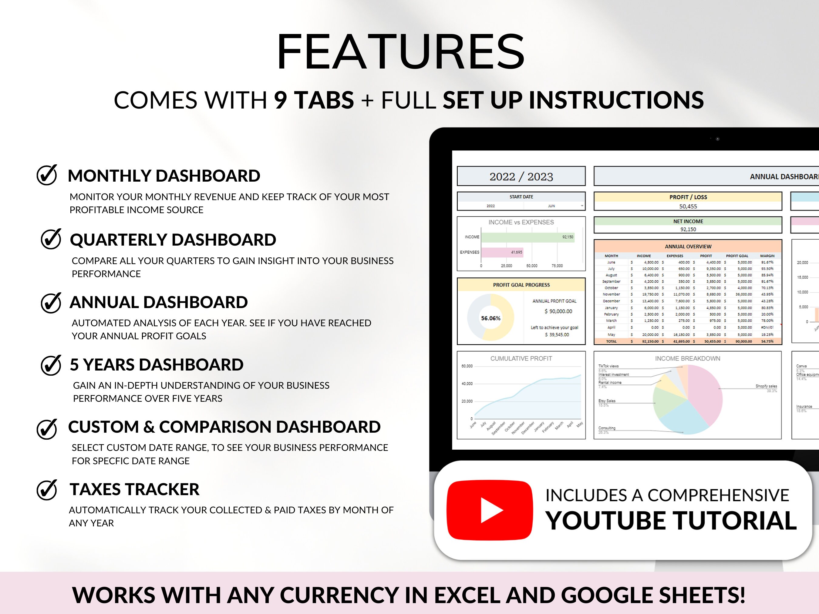 Small Business Bookkeeping Spreadsheet Google Sheets Excel Business ...