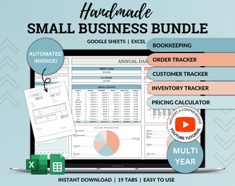 Small Business Bookkeeping Spreadsheet Inventory Tracker Order Tracker Product Handmade Pricing Calculator Client Tracker Google Sheet Excel