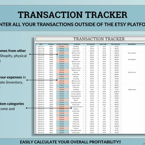 Etsy Bookkeeping Spreadsheet Small Business Bookkeeping Income Expense Profit Tracker Google Sheets Excel Accounting Template Tax Tracker
