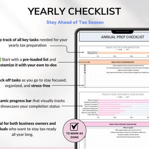Business tax spreadsheet built for self-employed individuals, freelancers, and small business owners. Track deductions, write-offs, and tax-related transactions in one organized Google Sheets tax tracker. Perfect for annual reporting, 1099 form prep, and staying on top of business accounting and finance management.