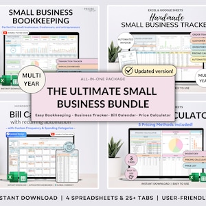 Small Business Bundle Bookkeeping Inventory Tracker Order Tracker Product Handmade Pricing Calculator Smart Bill Calendar Google Sheet Excel