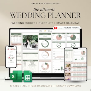 Wedding Planner Spreadsheet Wedding Budget Tracker Wedding Timeline Checklist Guest List Tracker Wedding Itinerary Seating Plan Wedding Gift