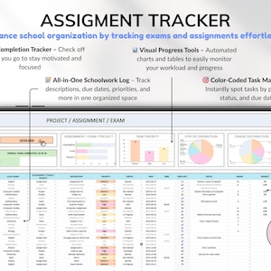 All-in-one student planner for college and school! Track assignments, exams, and deadlines. Includes finance tracker, class schedule, weekly calendar, to-do list, attendance log, reading tracker, contact list, and more. Prioritize tasks, monitor schoolwork, and visualize your schedule. Perfect academic planner for staying organized all semester. Ideal for students and college life!