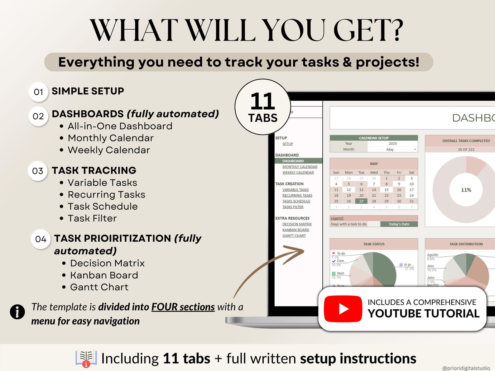 Task Tracker Spreadsheet Template Task Management Google Sheets To-do ...