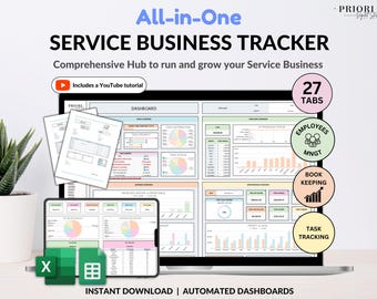 Small Business Spreadsheet Service Business Bookkeeping Tracker for Google Sheets Excel Invoice Tracker Client Tracker Order & Task Tracker