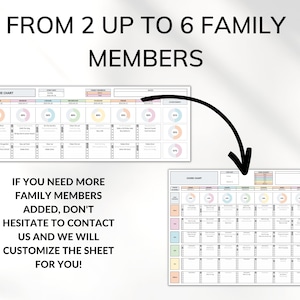 Family Chore Chart Google Sheets Excel Template Planner, Family Chore Cart Weekly Calendar, Cleaning Checklist, Daily Chore Chart for Kids