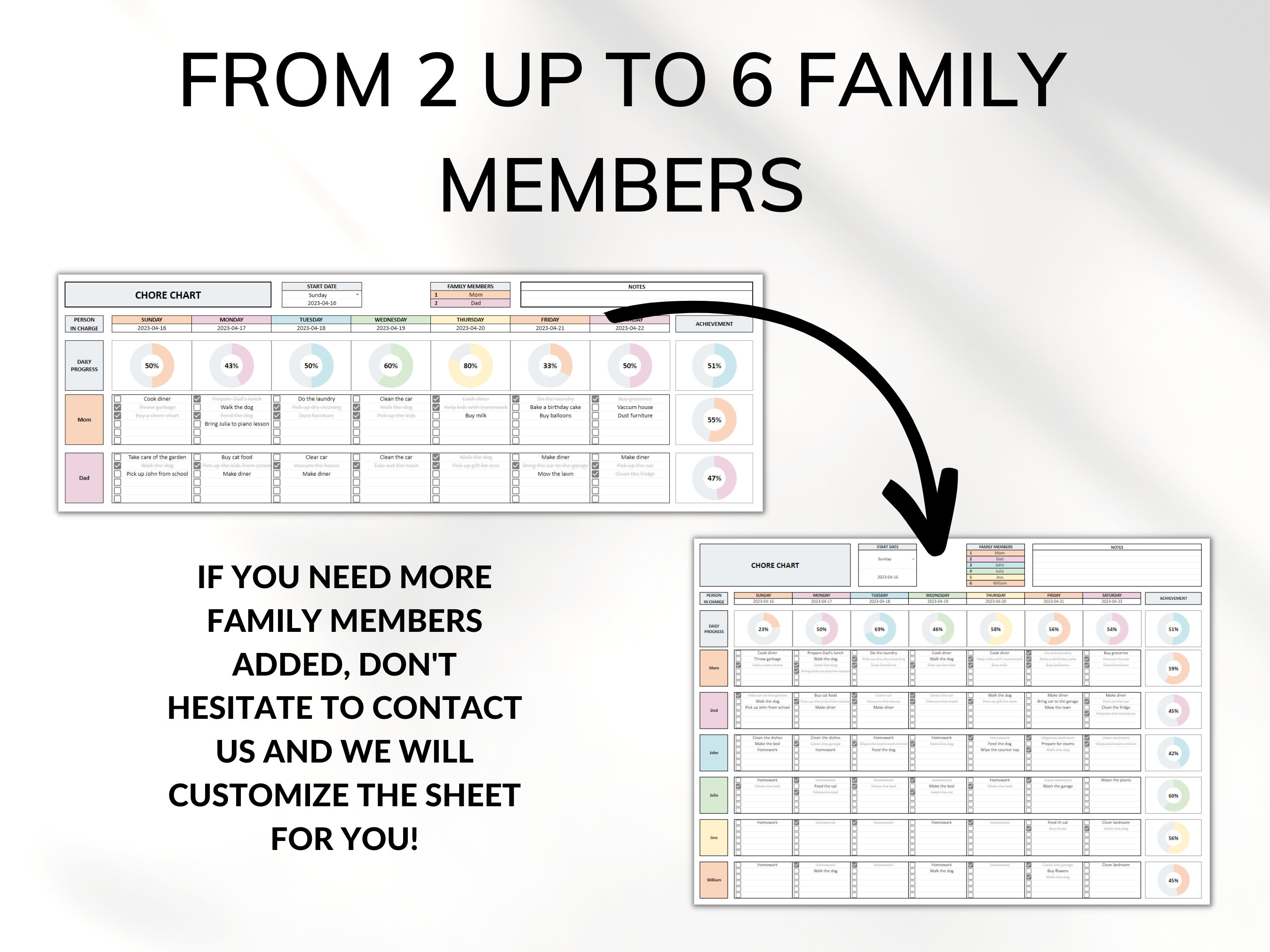 Family Chore Chart Google Sheets Excel Template Planner Family Chore ...