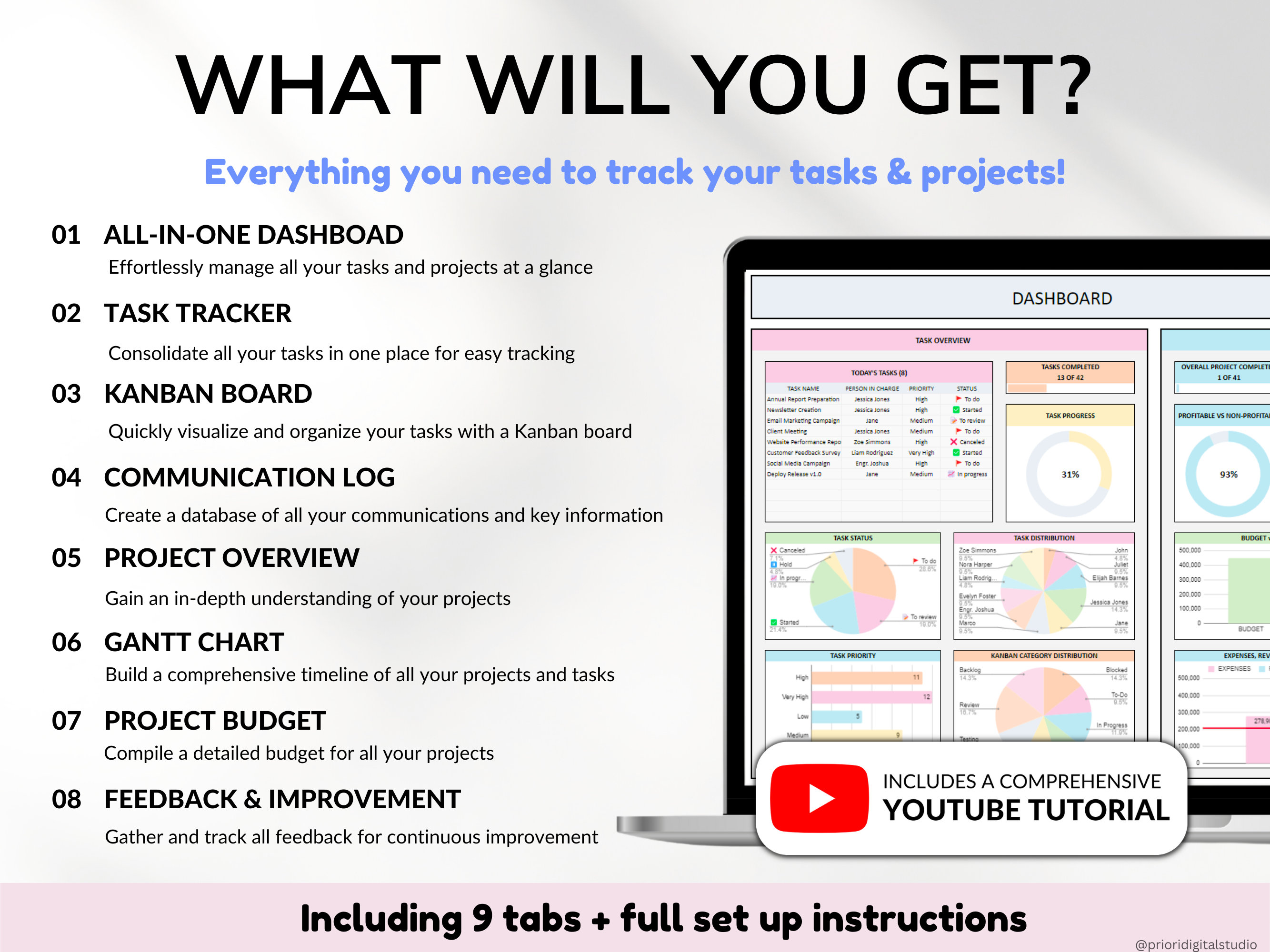 Project Management Tool for Small Business Project Planner Task Tracker ...