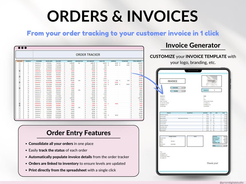 Small Business Bookkeeping Tracker Inventory Tracker Order Tracker Handmade Product Task Tracker Pricing Calculator Google Sheets Excel