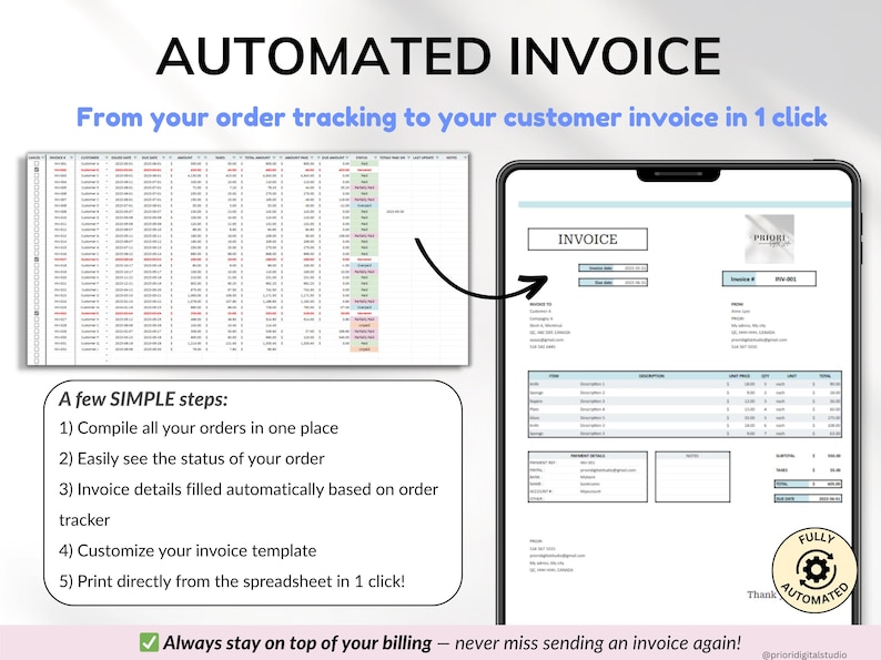 Small business spreadsheet bundle for service business owners available in Excel and Google Sheets. Includes bookkeeping spreadsheet, client tracker, CRM, payroll tracker, invoice tracker, and order tracker to organize finances and customers. Perfect all-in-one toolkit to manage your service business, streamline bookkeeping, and track clients, orders, and payments with ease in one simple system.