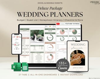 Wedding Planner Template Wedding Tracker Spreadsheet Wedding Gift for Bride Wedding Checklist Wedding Timeline Guest List Wedding Itinerary