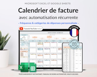 Calendário de faturamento subsequente 2026 Orçamento e calendário Planilhas Google Planificador Excel Suivi Dépenses Calendário de faturamento e pagamento Orçamento